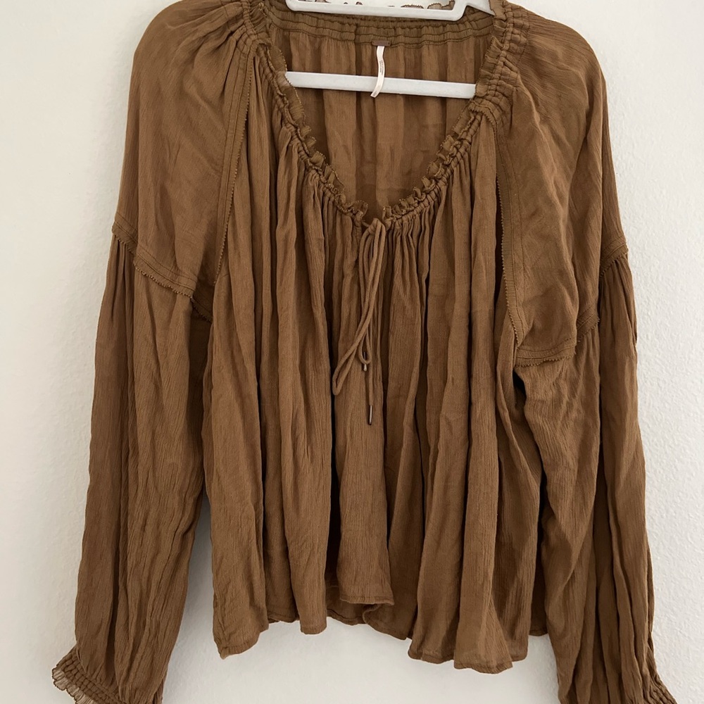 Free people brown blouse L